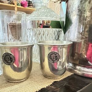 Silver Mint Julep Cups with Emblem - Set of 2